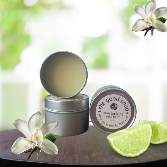 Limited edition shea butter balm with uplifting lime and soft vanilla scent
