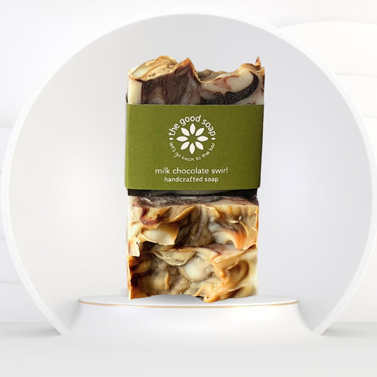 Artisan chocolate swirl soap – natural bar with creamy coconut milk and rich cocoa