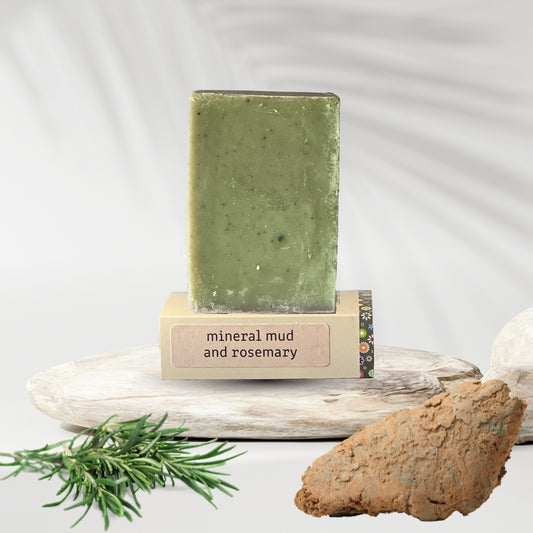 Mineral mud and rosemary soap shampoo bar – natural detox bar for oily skin