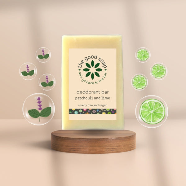 Natural deodorant bar with patchouli and lime – vegan and plastic-free