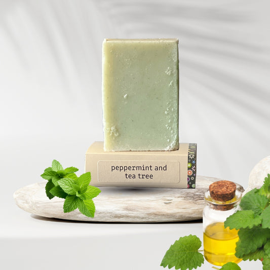 Peppermint and tea tree soap shampoo bar – refreshing for hair and skin