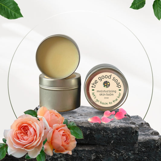Rose and cocoa butter skin balm – natural moisturiser for dry or delicate skin