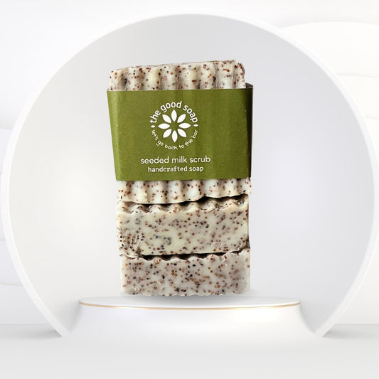 Seeded milk scrub soap bar – exfoliating coconut milk soap with strawberry seeds