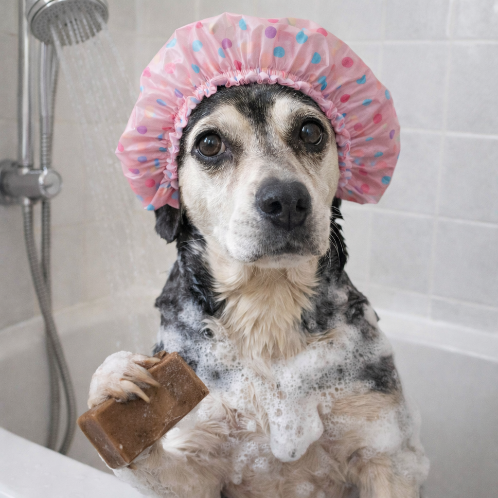 Dog in Shower