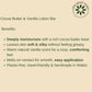 Cocoa Butter & Vanilla Lotion Bar description with 'the good soap' logo on a beige background