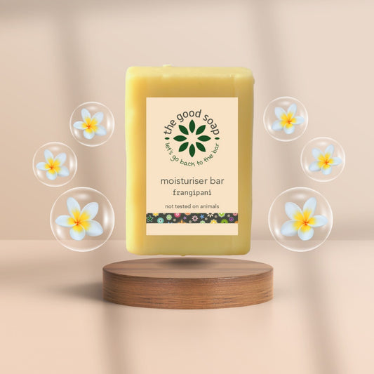 Frangipani solid moisturiser bar with nourishing shea butter