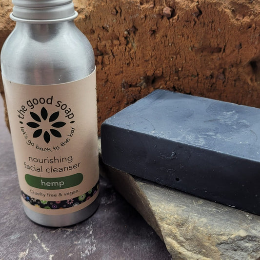 Hemp Cleanser and Activated Charcoal Soap / Shampoo Bar set for blemished and teenage skin