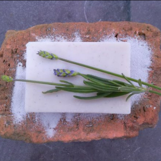 Lavender pumice soap with fresh lavender. Handmade soap bar for exfoliation