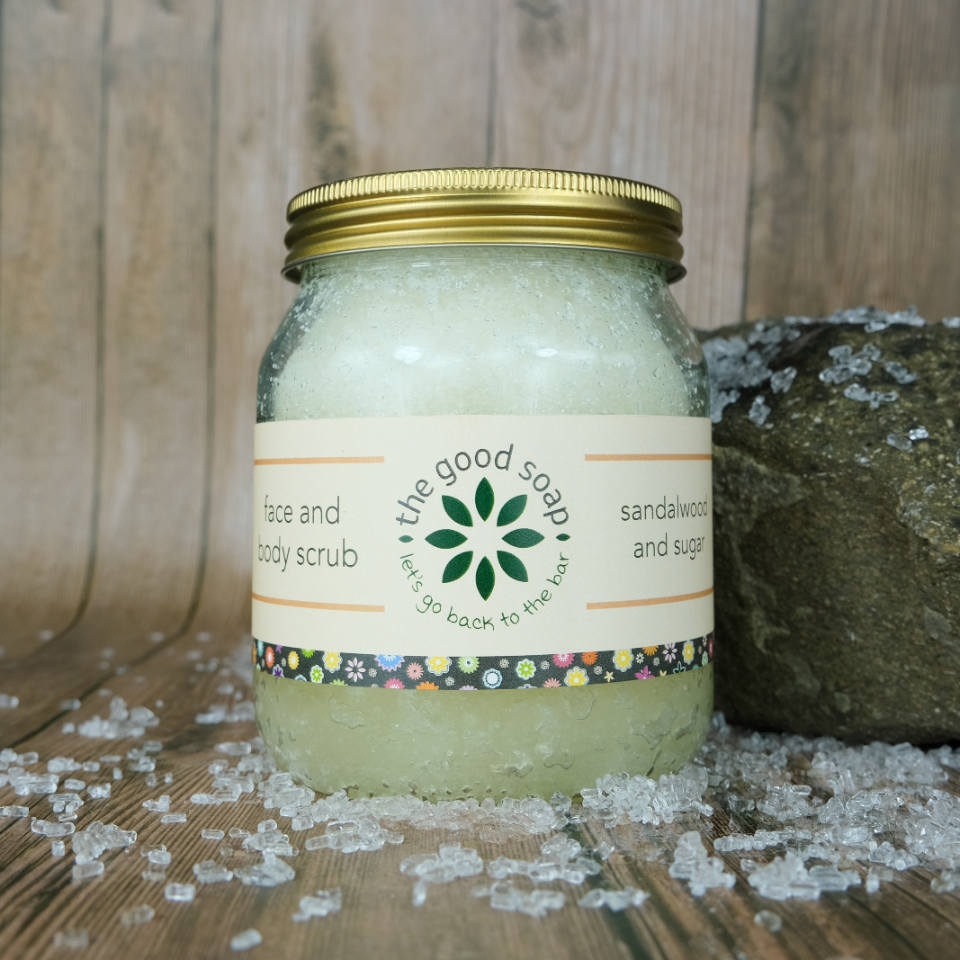 Natural sugar scrub with sandalwood essential oil