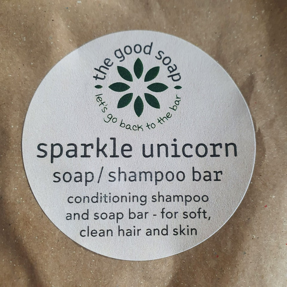 Eco children's soap wrapped in a paper bag with a paper label